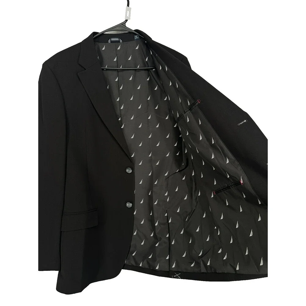 Nautica Men's Suit 46R 40x32 Black Modern Fit Bi-Stretch Performance NWT $395